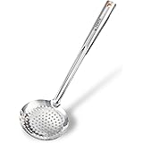 Tenta Kitchen Dia 16CM Stainless Steel Skimmer/Slotted Spoon/Strainer Ladle With ABS Plastic Heat Resistant Handle