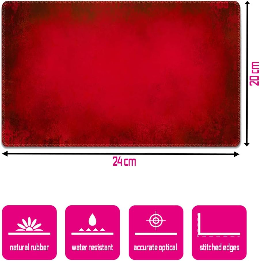 Silent Monsters Mouse Mat Small 10 x 8 inches / 24 x 20 cm, red, Stitched Edges, washable & rollable Mouse Pad - Image 4