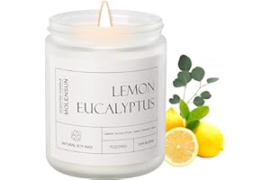 Molensun Lemon Eucalyptus Scented Candles, Mother's Day Gifts, Aromatherapy Jar Candle, 7 oz Long Lasting Candles, Soy Wax Candle Gift for Women