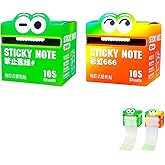 2 Pack Cute Monster Pattern Glitter Sticky Notes -Fun Pastel Pull-Out Memo Pads Office School Supplies,Back to School Gift for Teachers & Students (105 Sheets/Box)