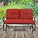 Patio Swing Glider Bench Outdoor Cushioed 2 Person Rocking Chair Garden Loveseat, Brick Red