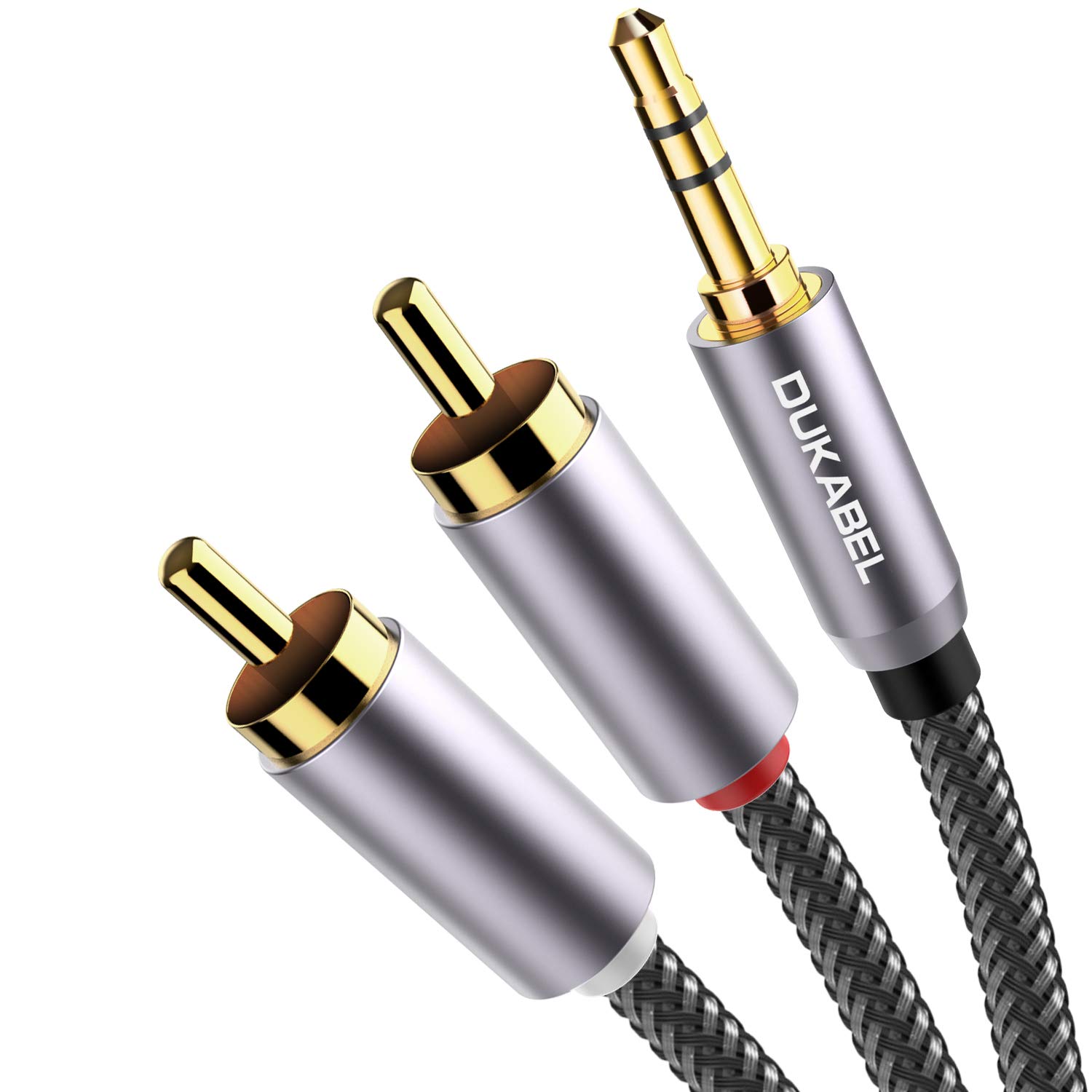 DuKabel 1.2M RCA 変換ケーブル rca オーディオケーブル 3.5mm ステレオミニプラグ 変換 2RCA変換アダプター ステレオオーディオケーブル 高精度合金金属外殻 クリスタルナイロン編み の商品画像