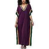 Kaftan Dresses for Women V-Neck Print Swimsuit Cover Up Plus Size Beach Caftan Lounge Dress