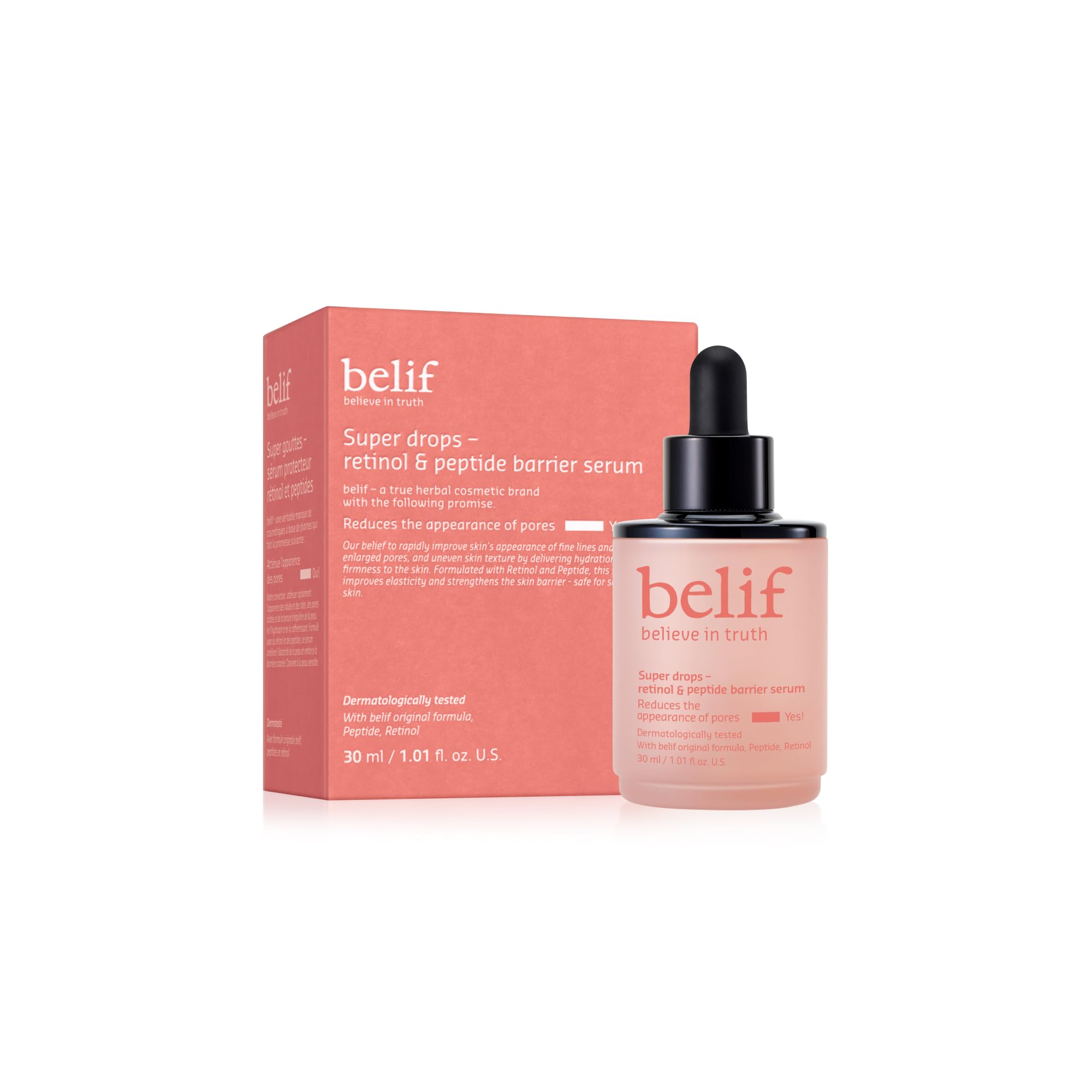 Photo 1 of belif Super Drops Retinol & Peptide Barrier Serum | Firming Anti-Aging Serum for Boosting Skin Elasticity, Reducing Pore Appearance & Hydrating with Hyaluronic Acid