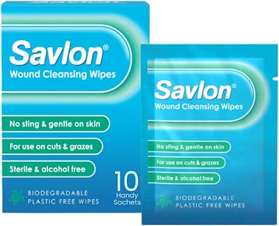 Savlon Wound Cleansing Wipes Alcohol Free 10 Pack Sterile Biodegradable