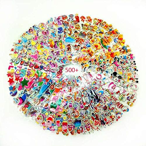 28 Different Sheets Kids Stickers (500+), 3D DIY Stickers, Craft Scrapbooking for Kids, Including Classic Anime Characters