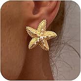 Starfish Earrings Pearl Drop Dangle Beach Jewelry For Women Resort Cruise Vacation Outfits Womens Summer Outfits Summer Jewelry Gold Tone Rhinestone Sea Charm Stud Earrings Valentines Day Gift For Her