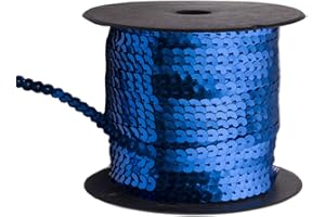 MEIHUASHENG Spangle Paillette Sequins Roll Spangle Flat,String Trim DIY Projects, Sequin String Ribbon Roll for Crafts,Embellishments,Costume Accessories(6MM,100 Yard) (Royal Blue)