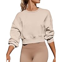 トップス Flight Mode Cropped Pullover FKEEP Cropped Sweatshirts for Women Long Sleeves Crewneck