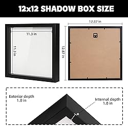 Muzilife 12x12 Shadow Box Picture Frame with Linen