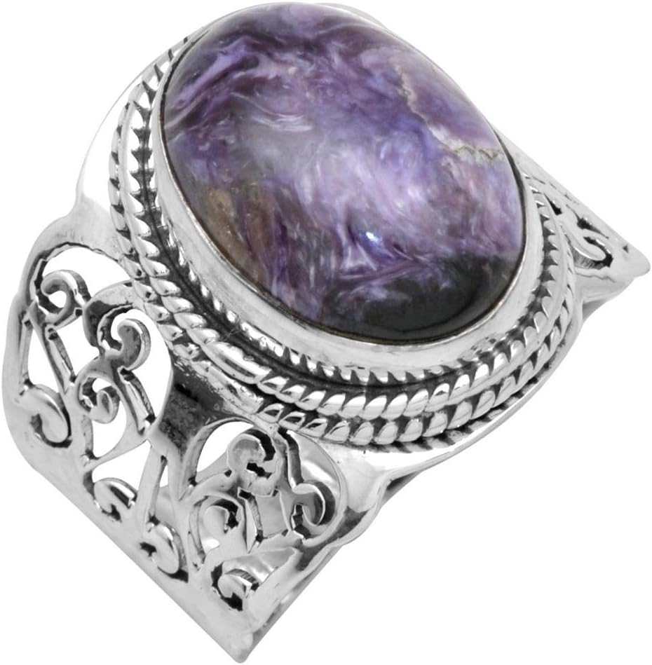 Charoite 925 Sterling Silver Rings Silver Jewelry