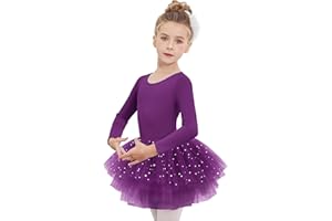 Zaclotre Girls Ballet Leotards 4-Layers Tiered Long Sleeve Dance Tutu Dresses Party Costumes for Ballerina