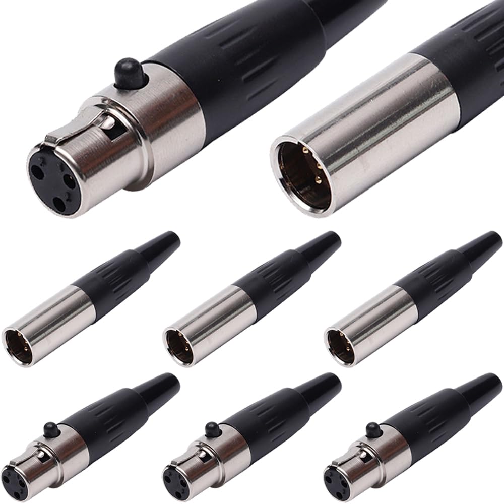 Xiatiaosann 3Pin Mini XLR Connector, TA4F Female Adapter Plug & TA4F Male Adapter Plug, Mini XLR Ends Replacement Audio Connector for Mic Microphone (6 Pack)