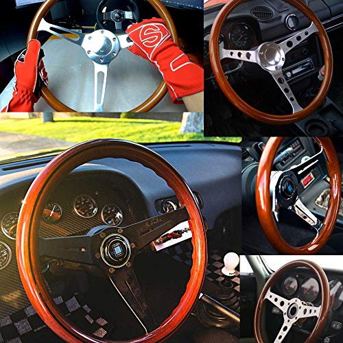 Universal 380mm 15" Inch Grant Classic Nostalgia Style Wood Grain Steering Wheel with Horn Kit - Thumbnail 5