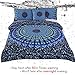 Sleepwish 4 Pieces Blue Mandala Duvet Cover Set Full Size for Kids Boys Girls Paisley Bohemian Bedding Set, 1 Duvet Cover 2 Pillowcases 1 Cushion Cover