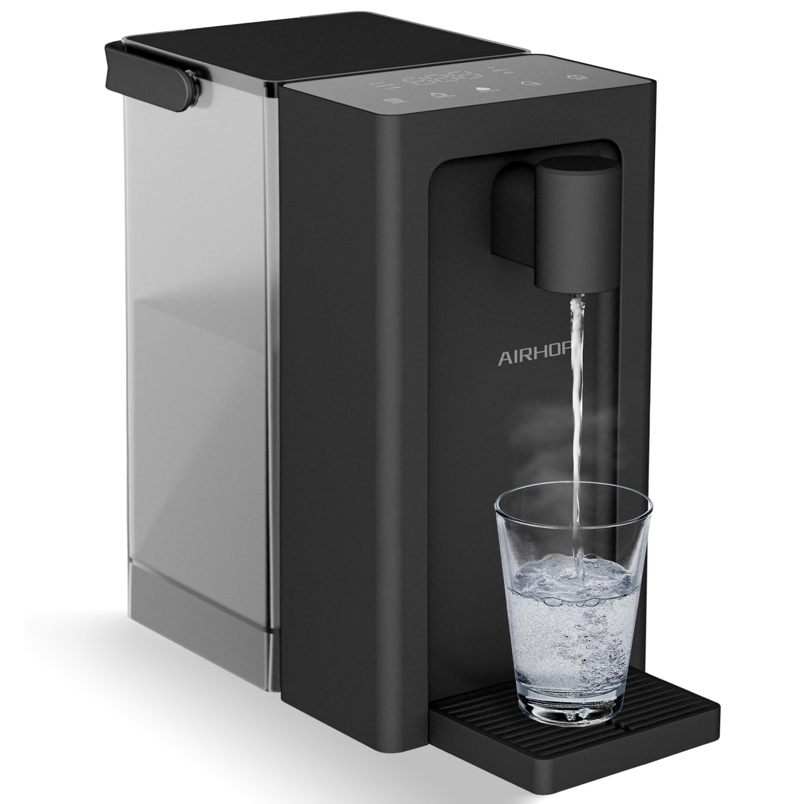 Photo 1 of **MAJOR DAMAGE**
AIRHOP Instant Hot Water Dispenser, Quick Heating Countertop Water Dispenser with Child Locks, Adjustable 5 Temp 3 Water Volume Dispense, 100OZ 3L Removable Tank, Ideal for Home Office Kitchen, Black