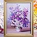 CynKen 50x58cm 3D Silk Ribbon Purple Flower Cross Stitch Kit Embroidery DIY Handwork Home Decoration