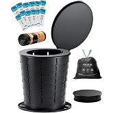 LuckyNov Height Adjustable Portable Folding Toilet for Camping, Adults &amp; Kids, 400 lbs Capacity | Compact Travel Toilet with Lid, Waste Bags &amp; Gel Packs | Outdoor, RV, Hiking, Emergency Potty