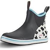 Showave Women's Deck Boots Waterproof Ankle Rain Footwear Non-Slip Rubber Boots for Boating Fishing Gardening Farming