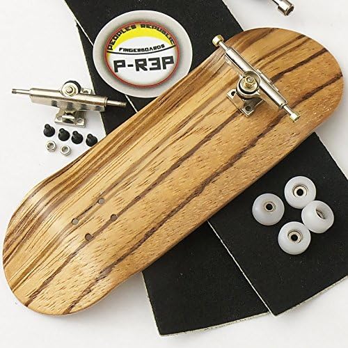 Peoples Republic Zebra 32mm n.EXT Complete Wooden Fingerboard w CNC Lathed Bearing Wheels