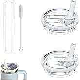 WHOLELIVES 40 oz Leak Proof Flip Straw for Stanley, Tumbler Lid Replacement Flip Straw Lid for Stanley 40oz Cup (White)