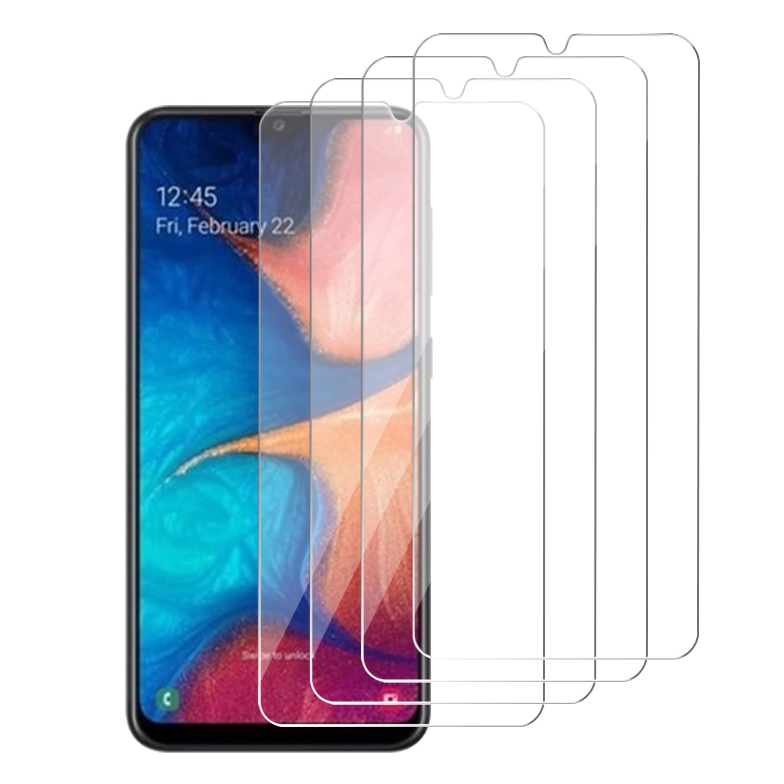 Photo 1 of [4 Pack] iCsapr Glass Screen Protector Compatible for Samsung Galaxy A20 (Not Fit for Galaxy S20) [9H Hardness]-HD Screen Tempered Glass, Scratch Resistant, Easy Install [Case Friendly][Bubble