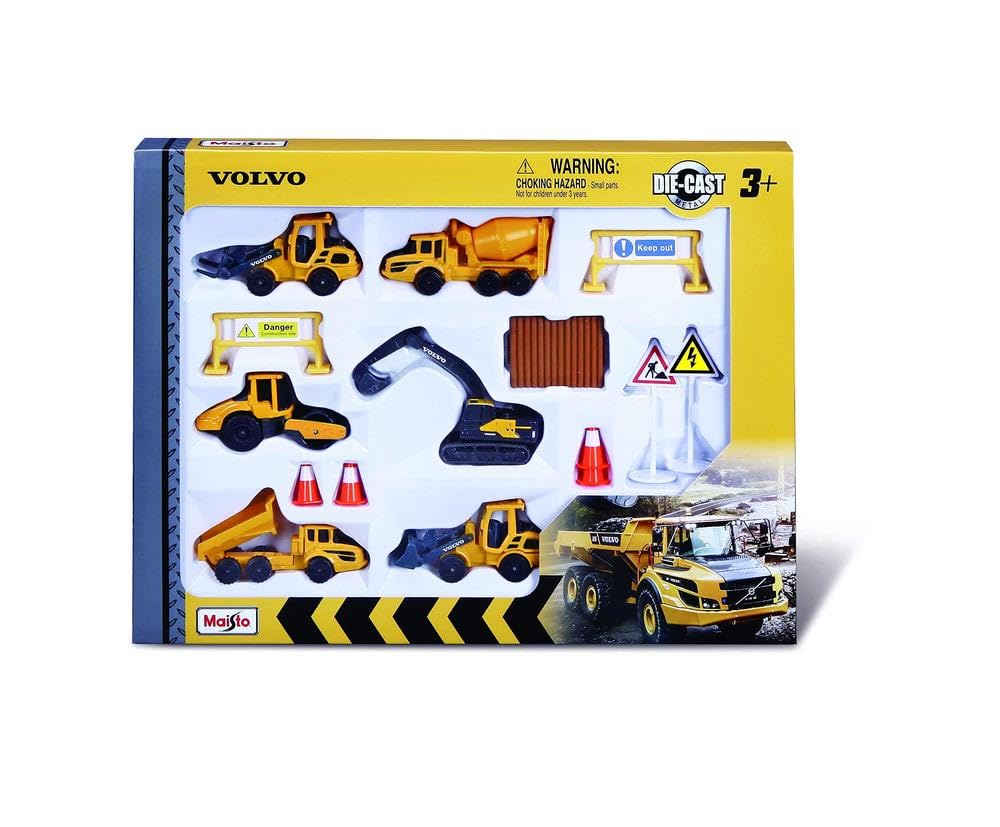Maisto Mini Working Machines VOLVO CONSTRUCTION SET – Incredibly Detailed Die-Cast Replica Collectible Model