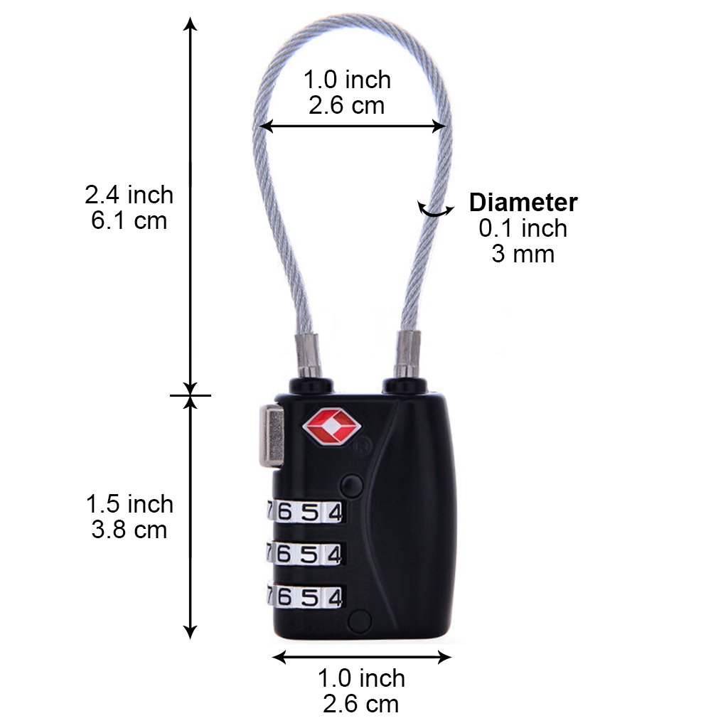 Wandf TSA Luggage Lock 3 Digit Combination Padlock Security, Also for Backpack, Travel Bag, Gym Locker