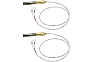 RURBRIN (2PCS) 24” 750mv Thermopile Generators Q313A Fit for Heat Glo Heatilator, 750 Millivolt Fireplace Thermocouple, Fit for Stove Gas Ovens/Gas Fireplace/Water Heater/Frying Furnace (Aluminum)