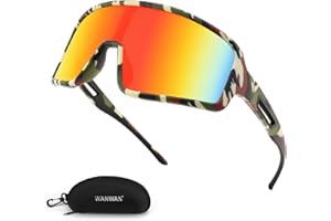 WANWAN Men Women Sports Sunglasses, Baseball Cycling Running Softball 80s 90s Glasses for Youth Adults Visor Shades