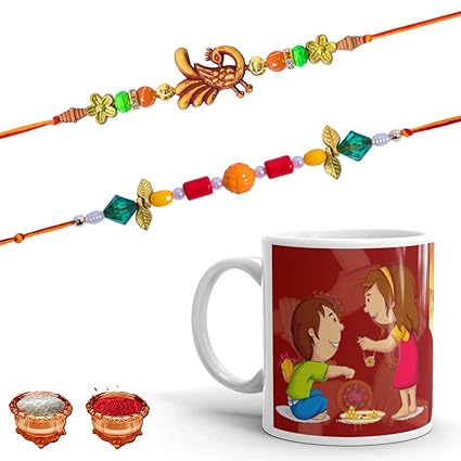 RGUC Attractive 2 Metal Rakhi Gift with Mug for Men | Rakhi Gift for Brother | (Combo of 3)