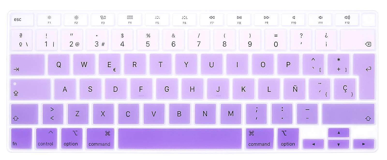 MMDW Spanish Language ESP Keyboard Cover A2179 Silicone Protective Skin Keyboard Protector for MacBook Air 13 inch with Touch ID A2337 M1 Chip European Layout(2020 Release),Ombre purple