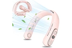 Jrisbo Portable Neck Fan, Foldable Hands Free Bladeless Fan, 360°Cooling Airflow 4000 mAh USB Rechargeable Wearable Personal Fan with LED Display/ 3 Adjustable Speeds for Home, Office, Travel