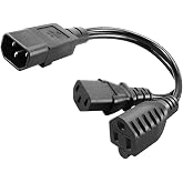 C14 to C13+NEMA 5-15R Y Splitter Power Plug Cord,Single C14 Male to C13+Nema 5-15R Female Splitter Adapter Cable Cord,30cm