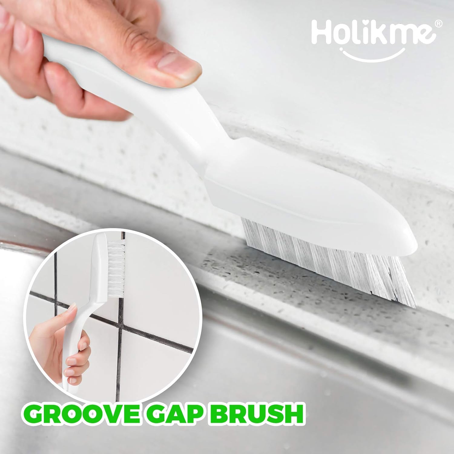 Holikme 5 Pack Kitchen Cleaning Brush Set, Dish Brush for Cleaning, Kitchen Scrub Brush&Bendable Clean Brush&Groove Gap Brush&Scouring Pad for Pot and Pan, Kitchen Sink, Green: Kitchen & Dining