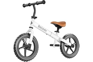 BELEEV C2 Toddler Balance Bike for 2-5 Year Olds with LED Light-Up Wheels, Adjustable Seat & Handlebar & Footrest, 12 inch No-Pedal Training Kids Push Bicycle - First Birthday Gift for Boys & Girls