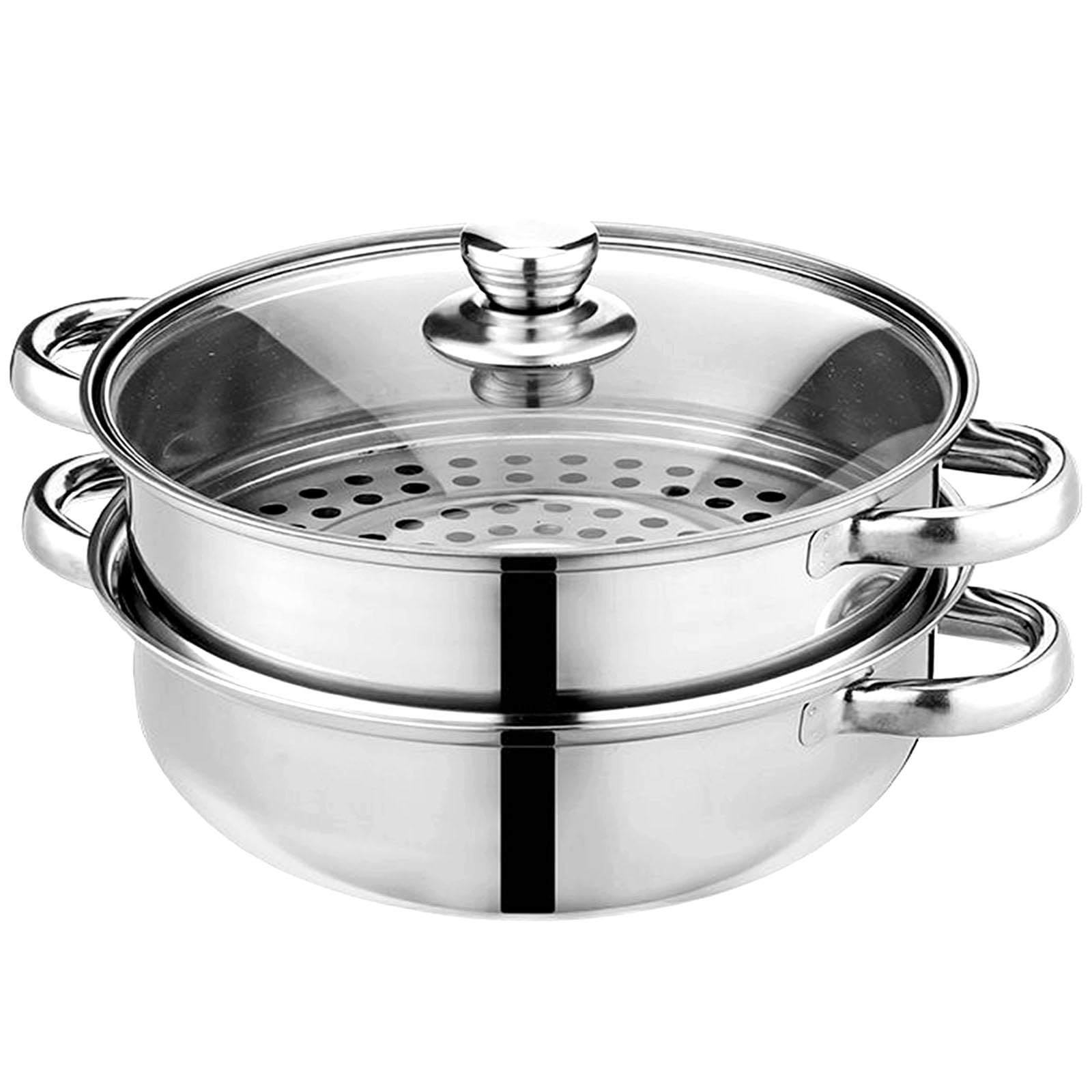 Photo 1 of Steamer Pot for Cooking 4 Quart Steamer Pot 2-tier Multipurpose 18/8 Stainless Steel Steam Pot Cookware with Lid for Vegetable, Noodles, Pasta, Food