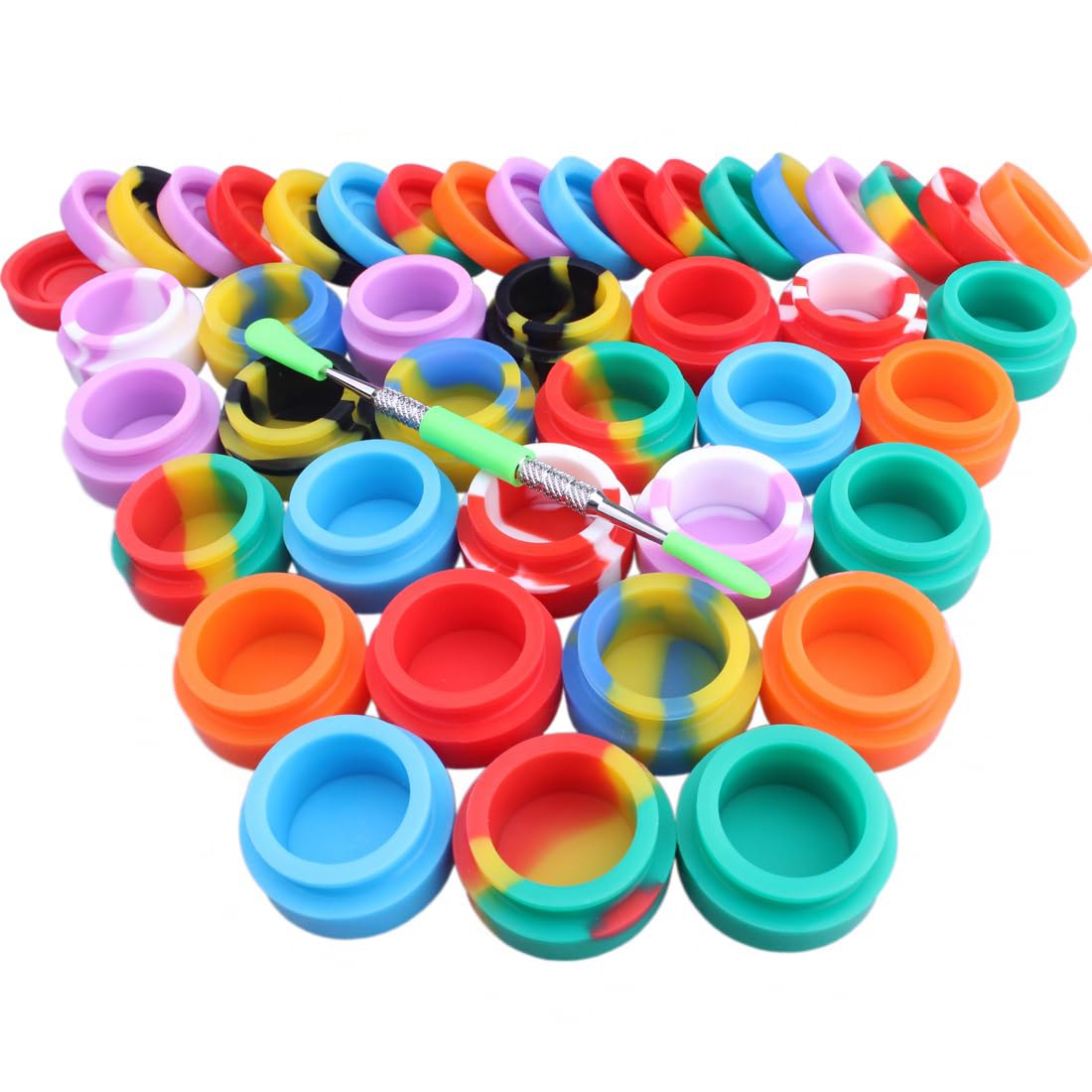 12PCS Silicone Wax dab Container nonsticky Silicone Jar (5ML(12pcs) with Carving Tool)