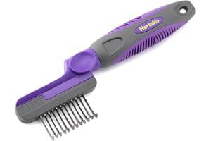 Hertzko Dematting Brush Comb - Safety Edges for Removing Dead, Matted & Knotted Fur from Cats & Dogs - Cat Matted Fur Remover - Cat Brushes for Indoor Cats & Grooming Kit for Pet Hair Removal