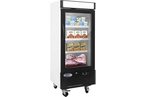 CHUMART 12 Cu. Ft Commercial Freezer with Glass Door, 25" Display Freezer Single Door Merchandiser Freezer Temperature 41°F to -10°F with LED Light, Small Space Upright fridge for Restaurant, shop