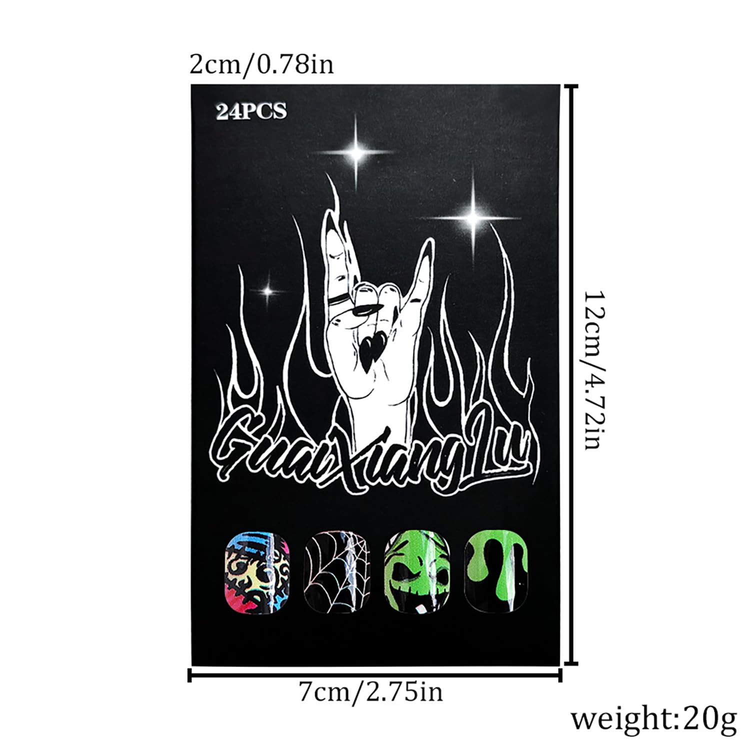 Halloween Fake Nails - Medium Almond False Nails With Monster Spider Web Designs - Artificial Acrylic Press Ons - Full Cover Stick Ons For Women - Image 5