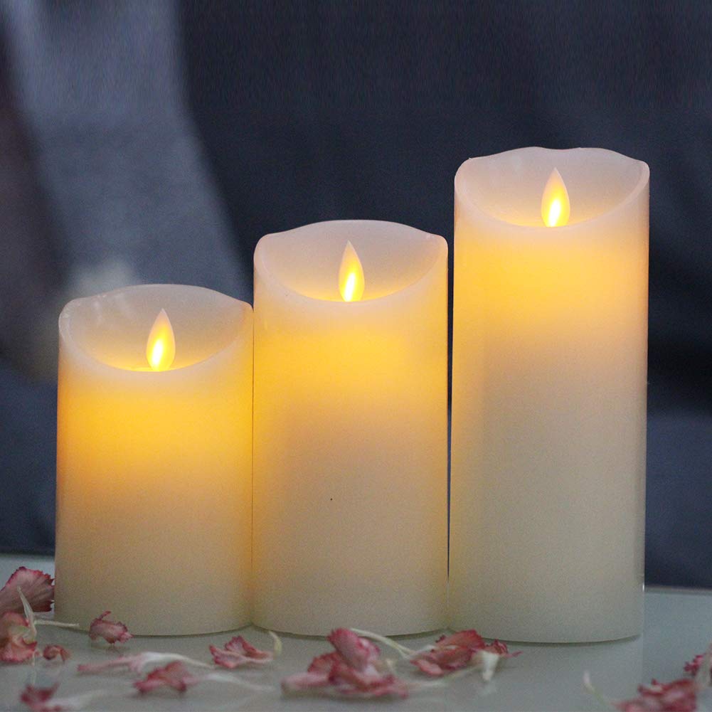 Flickering Flameless Candles Battery Operated Candles, Set of 3(H4\