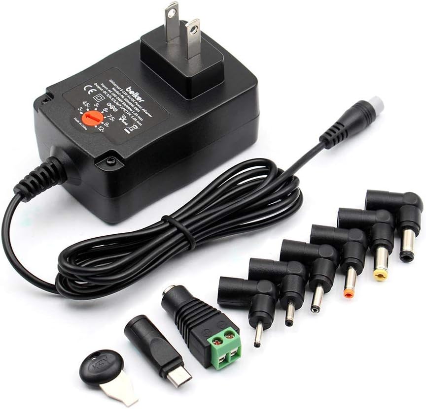 Belker 36W Universal 3V 4.5V 5V 6V 7.5V 9V 12V AC DC Power Adapter Supply for Household Electronics Routers TV Boxes LCD CCTV Cameras - 0.5A 1A 1.5A 2A 2.5A 3A 2500mA Max.: Home Audio & Theater