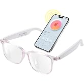 GenXenon Smart Glasses for Women, Clear Frame Blue Light Glasses,Music/Call | 27g Lightweight, Open-Ear Design, Voice Assistant, Bluetooth Glasses with Speakers, Audio Eyeglasses for Working Gaming-GS03