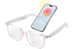 GenXenon Smart Glasses for Women, Clear Frame Blue Light Glasses, Magnetic Charging, Open-Ear Design, Voice Assistant, Bluetooth Glasses with Speakers, Audio Eyeglasses for Working Gaming (GS03-C)