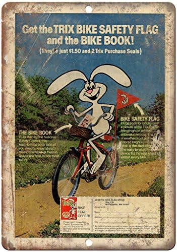 Adkult Trix Cereal Safety Flag Bicycle Book 10" x 7" Reproduction Metal Sign B207