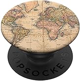 Vintage Travel World Map Design Travel Globe Background PopSockets Adhesive PopGrip
