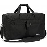 65L Foldable Duffle Bag for Travel &ndash; Lightweight Packable Duffel Bag, Collapsible Weekender Overnight Travel or Gym Bag, Water-Resistant, Large Capacity (Black) - PackVerge