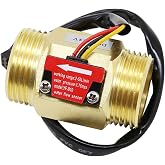 GREDIA G1" Male Thread Brass Water Flow Sensor Switch Hall Effect Liquid Flowmeter Fluidmeter Counter BSP 2-50L/Min（58mm in Total Length）