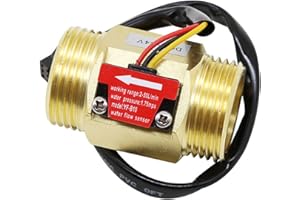 GREDIA G1" Male Thread Brass Water Flow Sensor Switch Hall Effect Liquid Flowmeter Fluidmeter Counter BSP 2-50L/Min（58mm in Total Length）